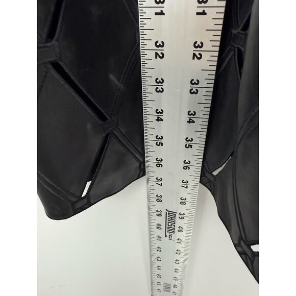 Chico’s Travelers Faux Leather Cutwork Long Jacket Black Size 3 (XL) Modern - Picture 9 of 10